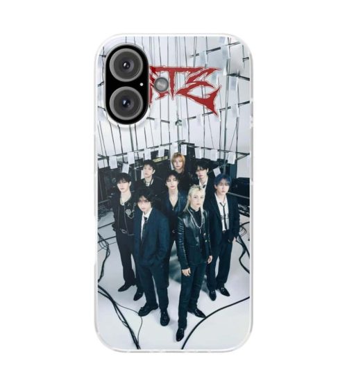 Kpop merch metallic phone case featuring a K-pop idol group.