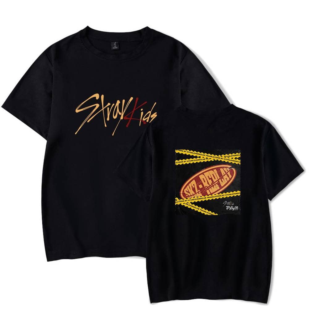 Skzuy Kids graphic t-shirts with bold designs and vibrant colors for K-pop fans.