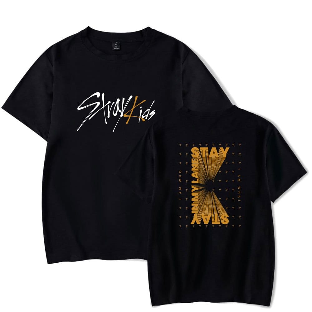 StayKids T-shirt with signature graphic and bold text design.